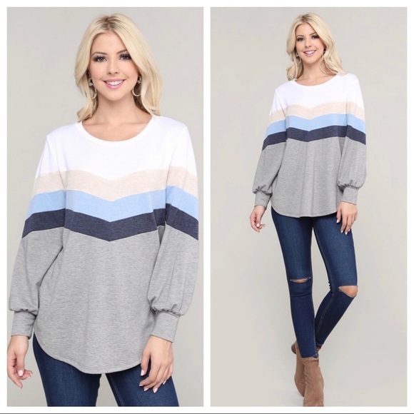 🌟RESTOCK! Long Sleeve Color Block Top! - Picture 1 of 7